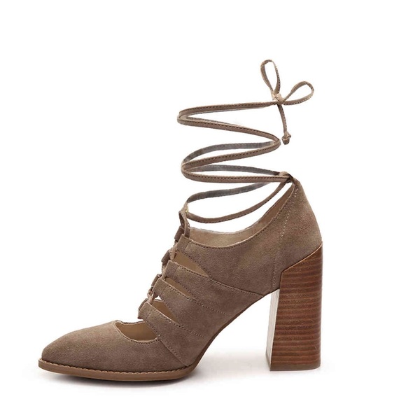 Seychelles black pointed suede laceup chunky pumps - Picture 3 of 8